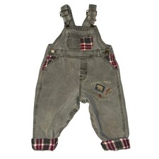 Vintage Y2K 90s Oshkosh Overalls Vestbak Patchwork Plaid Denim 24 Months Bear