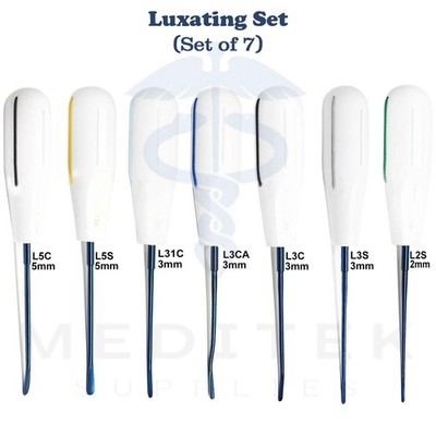 7pc Blue Titanium Luxating Root Elevators Set L2S L3S L3C L3CA L3IC L5S L5C