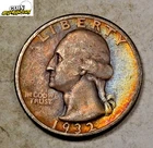 1932 Washington Quarter * Very Fine++ VF++ * Rainbow Toned * XQ196