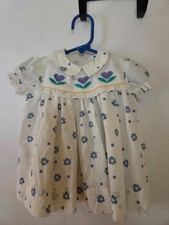 Vintage; Baby Girl Dress, Flower Pattern; Size 6-12 Months; No Brand