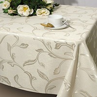 Tischdecke Tischtuch Tafeltuch Unterdecke Groß Jacquard Ranken 160 X 220 Beige