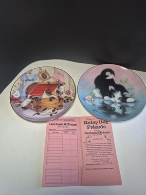 Bob Harrison Collector Plate Curious Kittens Rainy Day Friends & Attic Attack.