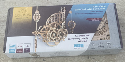 Ugears Wood Model Building Aero Clock Wall Clock With Pendulum 320 Pieces Sealed