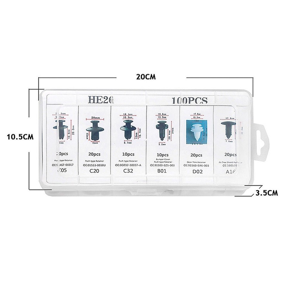 Clips De Fixation - LARGEIGHT - 100 Rivets Plastiques - Universels - Pour Pare-Chocs - Couleurs Multiples - Bricolage