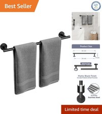 Stainless Steel 24-Inch Towel Bar in Matte Black - Contemporary Bathroom Decor