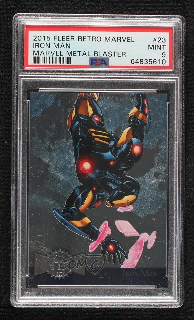 2015 Marvel Fleer Retro 1995 Fleer Metal Blaster Iron Man #23 PSA 9 MINT 07d9