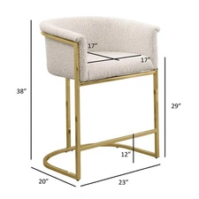 Best Quality Furniture Set of 2 Barstools in Cream Boucle Fabric