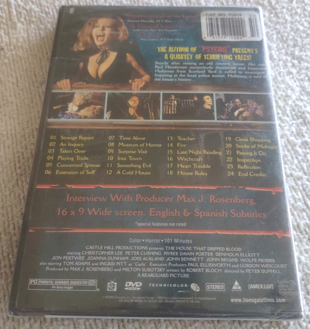 The House That Dripped Blood DVD 1971 Peter Cushing Christopher Lee ...