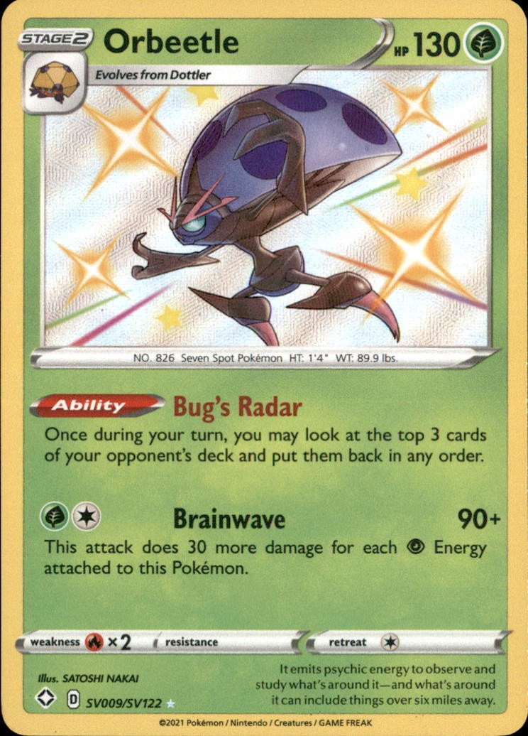 Orbeetle SV009/SV122 Shiny Rare Shining Fates Shiny Vault Pokemon Holo NM/LP