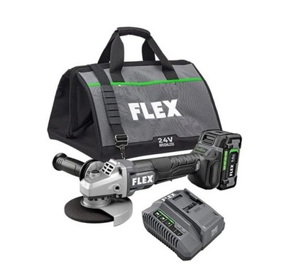 Flex 24V Brushless Cordless Angle Grinder Kit with Battery, Charger, Carry Bag