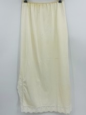 Vintage Komar Ivory Maxi Half Slip Silky Nylon Lace Trim Size Medium USA Made