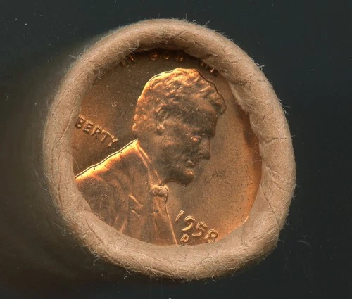 1958 D Lincoln Cent OBW Original Bank Wrap Unc. Roll * No Reserve *