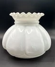 Vintage Milk Glass Lamp Shade Globe with Ruffled Fitter Opening, 7in Dia x 6” H
