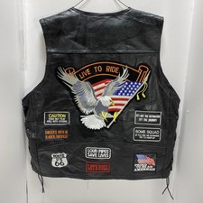 Diamond Plate Buffalo Leather Biker Vest Patches Motorcycle Ride Size 2X