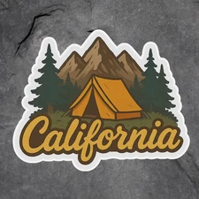 California sticker vinyl decal camping tent mountains window mug laptop 