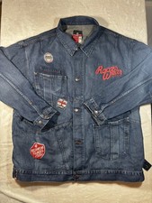 Vintage Y2K Rocawear Jacket Mens XXL 2XL Denim Biker Patches Embroidered