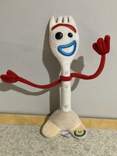 Disney Store Toy Story Forky Plush Medium 14-24 In White Rainbow Feet Soft