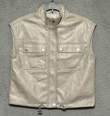 Bagatelle Womens Faux Leather Relaxed Fit Utility Vest Gray XS Moto Streetwear