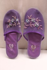 P W Lavender Chinese Mesh Sequin Comfort Foam Closed Toe Slippers 10