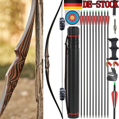 54'' Traditioneller Recurvebogen 20-70lbs Pferdebogen Jagd Bogen Bogenschießen