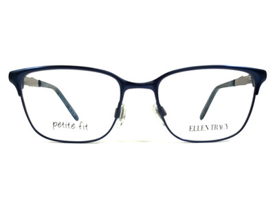 Ellen Tracy Petite Eyeglasses Frames SHIMA NAVY Blue Silver Cat Eye 49-16-125