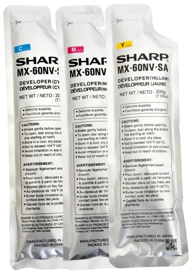 Sharp MX-60NV-SA Cyan / Magenta / Yellow Developer for Sharp Copiers - Image 3 of 4