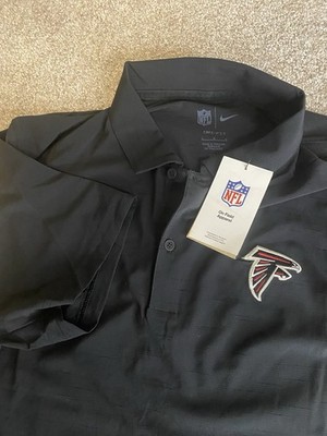 Nike Dri Fit On The Field Polo Shirt Mens L Atlanta Falcons Black/Red Swoosh NFL