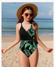 Girls Swimsuit One Piece Bathing Suit Tropical Floral with Adjustable Straps...