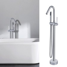 44" Freestanding Bathtub Faucet w/Hand Shower, Chrome,Single Lever Tub Filler