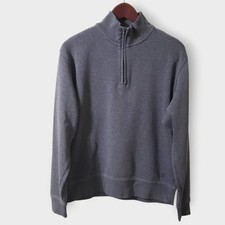 Brooks Brothers Mens Medium Gray 100 Cotton Quarter Zip Pullover Preppy