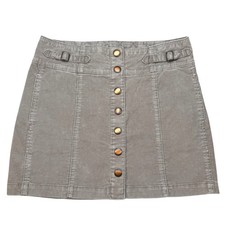 Vintage Y2K GAP Corduroy Mini Skirt Size 6 Olive Gray Button Front Buckle 2004