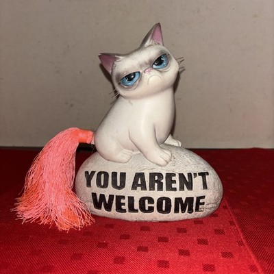 Grumpy Cat Figurine Feline Gift Collectible Tail Added By Previous Owner Read