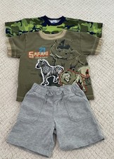 Boys 3-Piece Outfit 2 T Shirts  1 Shorts Set Multicolor.Size4,4T..
