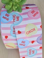 5/8, 7/8, 1.5  3" 1 YD Valentine's Day Grosgrain Ribbon Candy Cutie Hearts