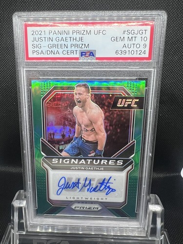 Justin Gaethje [Green] #SG-JGT 2021 Panini Prizm UFC Signatures card