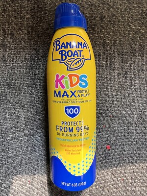 5 New Banana Boat KIDS Max Protect & Play SPF 100 Clear Sunscreen Spray 6 oz