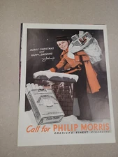 VTG 1938 Orig Magazine Ad Philip Morris Cigarettes Merry Xmas & Happy Smoking