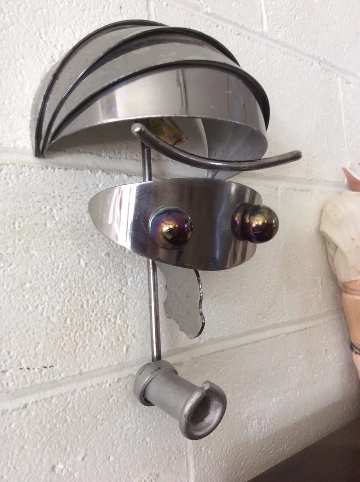 C. 60s Industrial Vintage Modern Primitive Art Iron and Steel Atomic Robot Hangi - Image 4 of 4