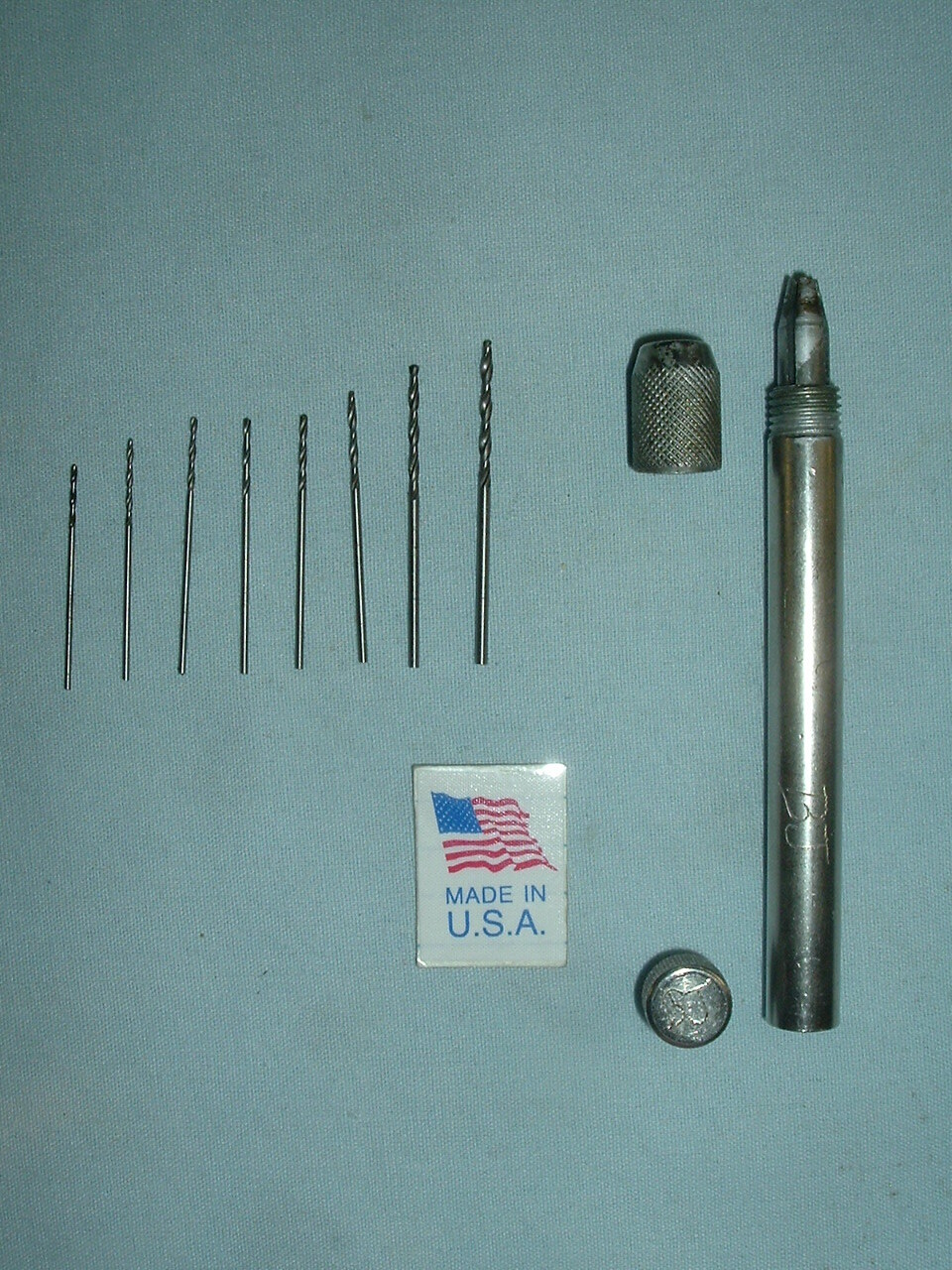 VINTAGE NICKEL PLATED PIN VISE WATCHMAKER'S / JEWELER'S TOOL INCLUDES 8