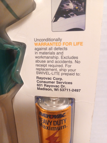 Vintage Flashlight Rayovac Swivel-Lite Hands-Free Work light +2D Batteries NOS - Picture 7 of 10
