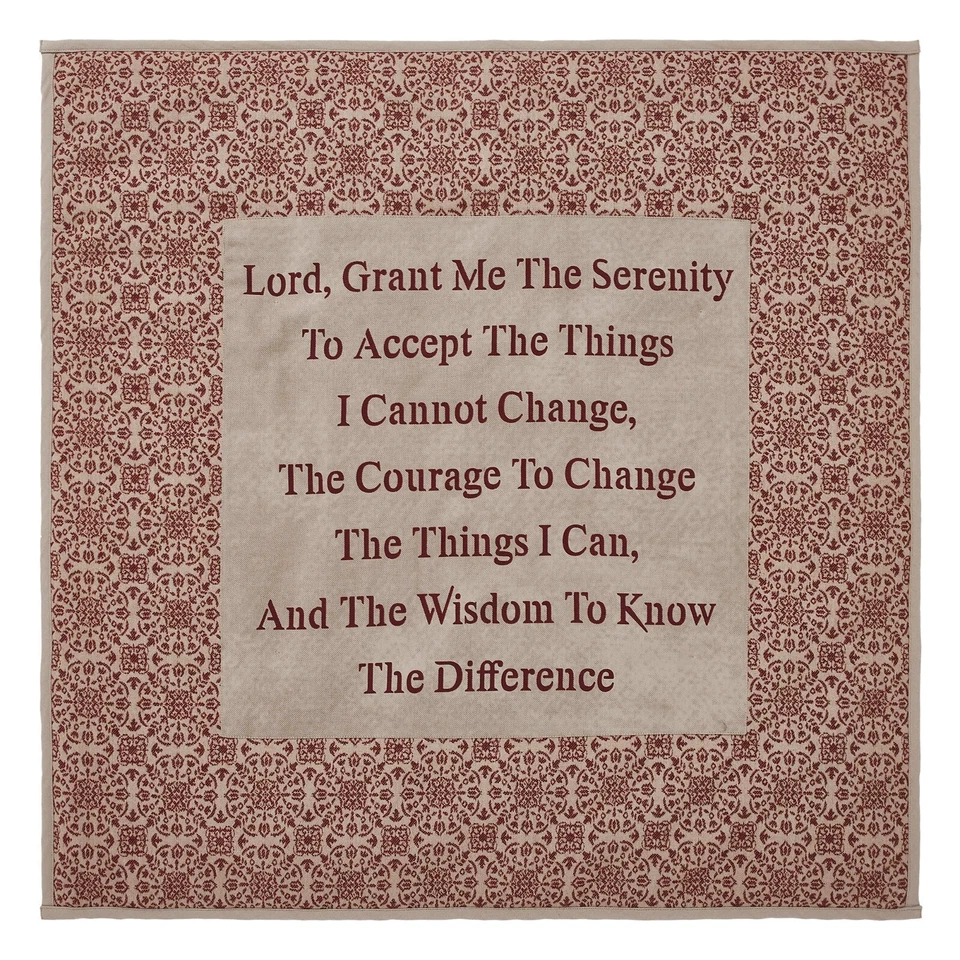 VHC Custom House Borgonha/Castanho Jacquard Acolchoado Lap Throw 34x34 Serenity Prayer - Imagem 2 de 4