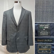 Jos. A. Bank Reserve Tailored Fit Gray Plaid Reda 1865 2-Button 44 Blazer Jacket