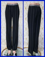VINTAGE GIANNI VERSACE BLACK STRIPED WOOL PANTS size 40 - 6