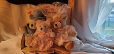 Rare Wedding Bears Bride Groom Flower girl. Still attached to original box.