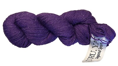 Uru Yarn Sugared Sport Purple Sparkle (Lapis) 3.5 oz 300 Yards Knitcrate Merino