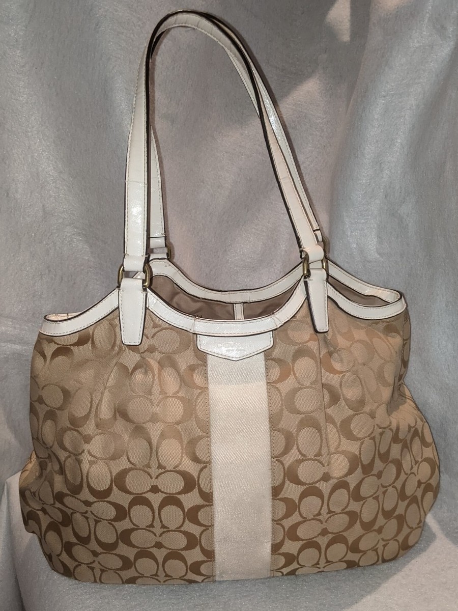 Coach F28503 Devin Light Beige Khaki Ivory Satchel Handbag Purse