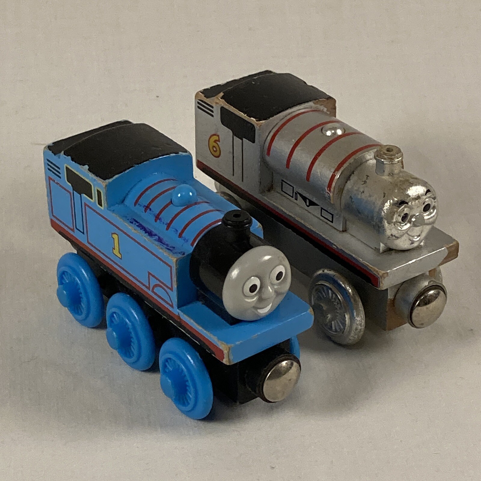 Thomas The Train Wooden Railway Lot of 2 Engines 60th Anniversary Silver Percy