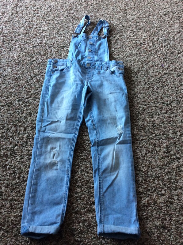 Girls Justice Size 8 Denim Overalls EUC