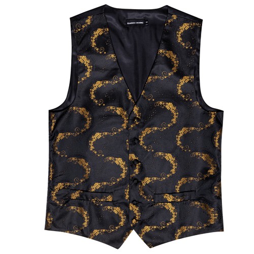 Mens Formal Casual Waistcoat Paisley Floral Suit Vest Slim Tuxedo Silk Tie Set - Picture 73 of 169