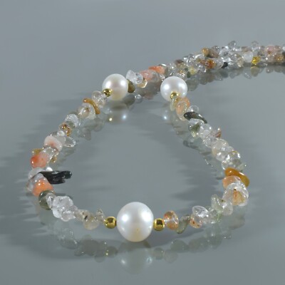 Natürlich Multi Stein & Perle Nuggets Kette 18 '' Strand Handgemacht Halskette